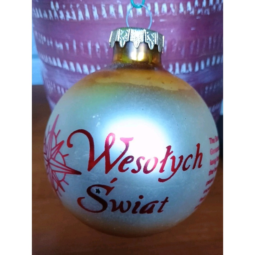 Vintage Bronner's Austria Glass Xmas Ornament Wesolych Swiat Star‎ Of Bethlehem